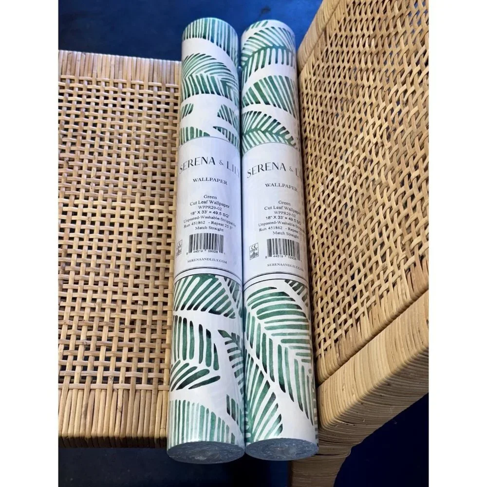 NEW Serena & Lily Fallbrook/Cut Leaf Wallpaper-Green